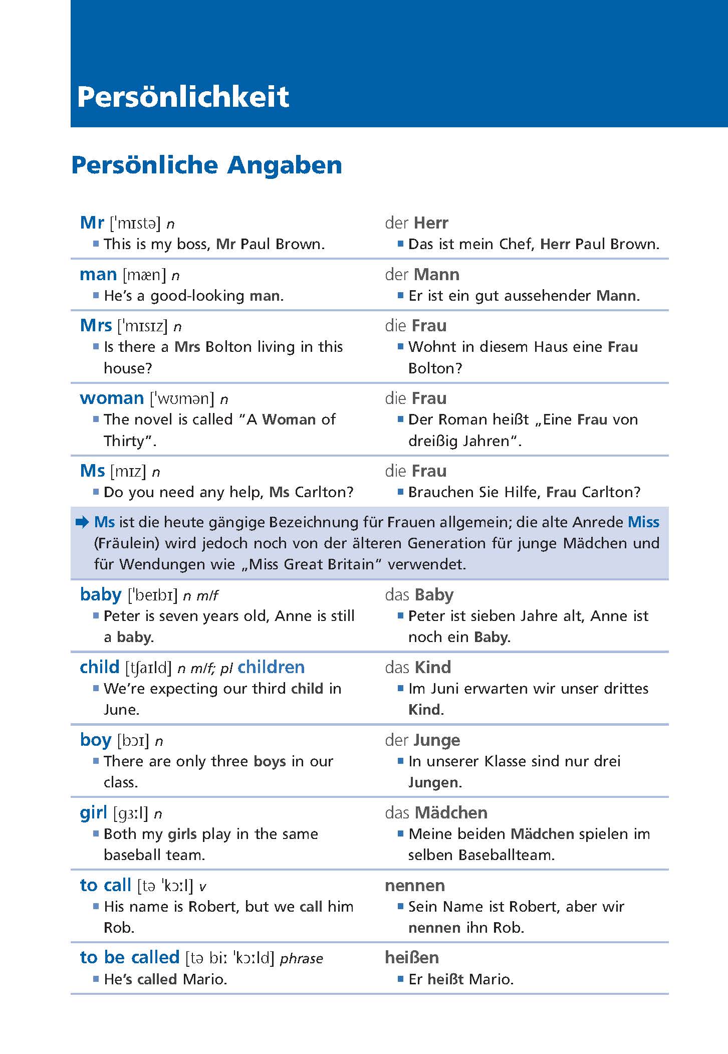 Beispielinhalt (Bild) Langenscheidt Grundwortschatz Englisch