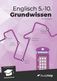 Vorderes Coverbild Englisch Grundwissen Klasse 5 bis 10 in Grammatik – Übungsbuch, Lernheft, Aufgaben mit Lösungen – für Realschule & Gymnasium