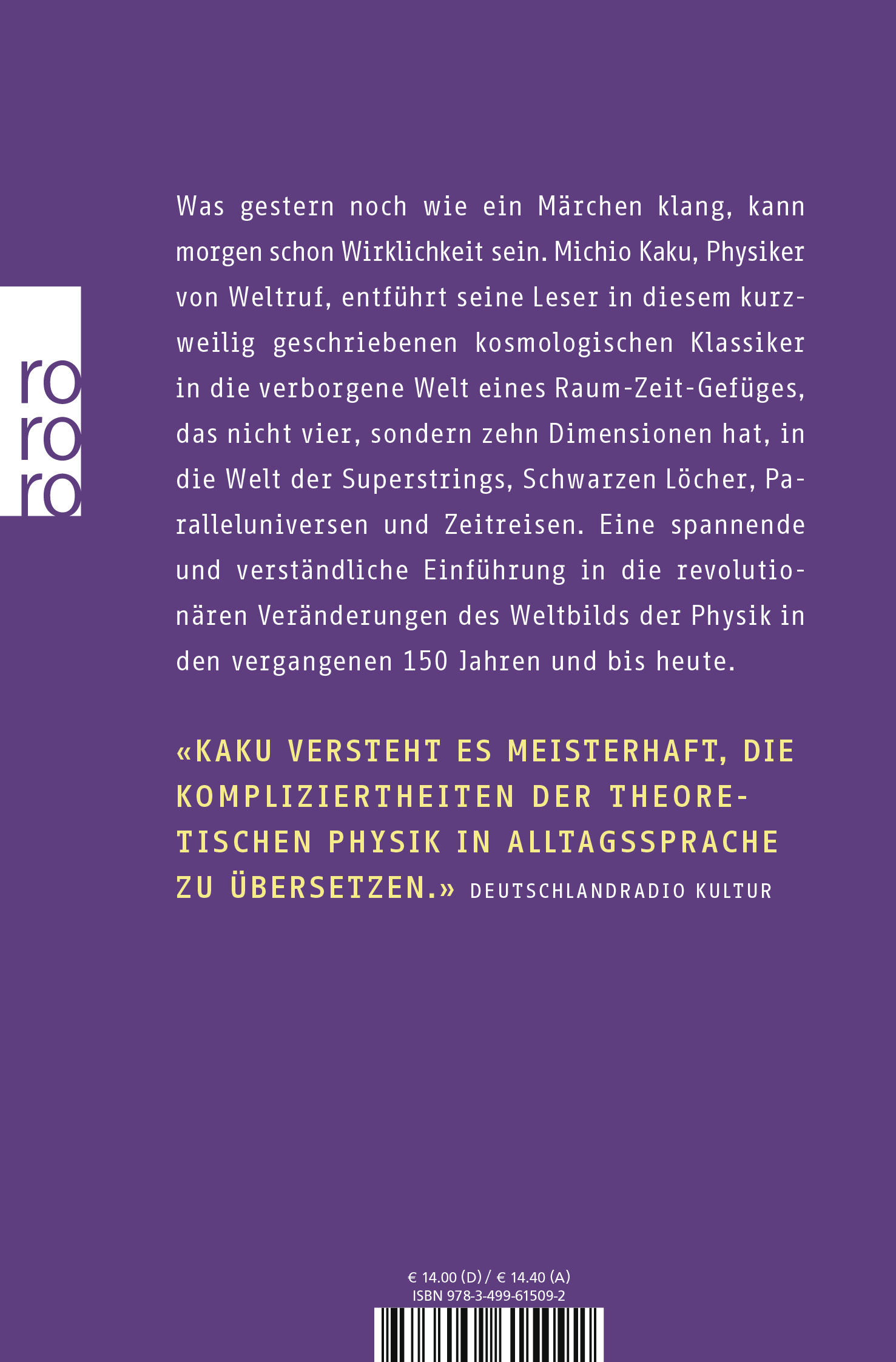 Rückseitencover Die Physik der unsichtbaren Dimensionen