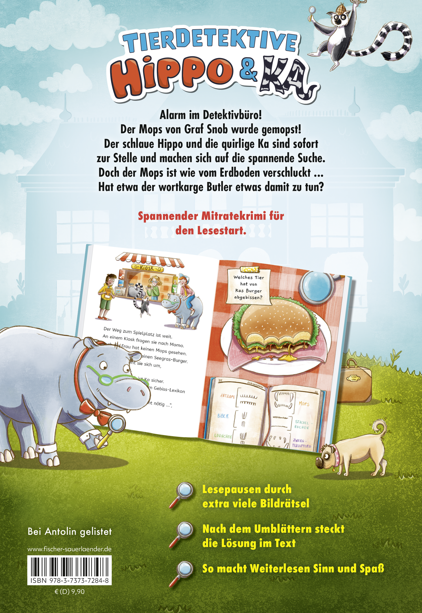 Rückseitencover Tierdetektive Hippo & Ka – Wer hat den Mops gemopst?