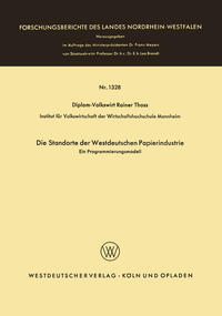 Vorderes Coverbild Die Standorte der westdeutschen Papierindustrie
