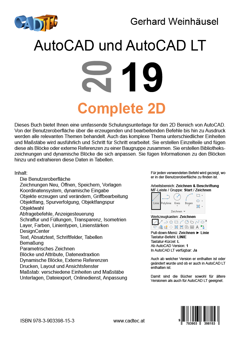 Rückseitencover AutoCAD 2019 Complete 2D