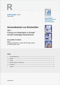 Vorderes Coverbild ift-Richtlinie DI-01/1 - Verwendbarkeit von Dichtstoffen.