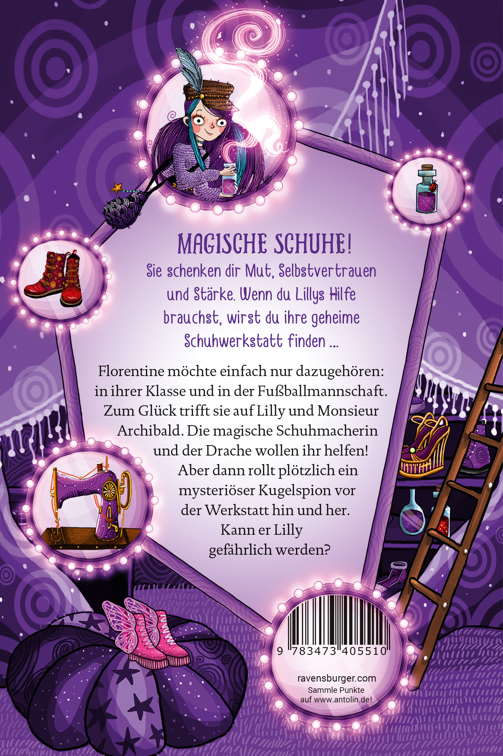 Rückseitencover Lillys magische Schuhe, Band 1 - Die geheime Werkstatt