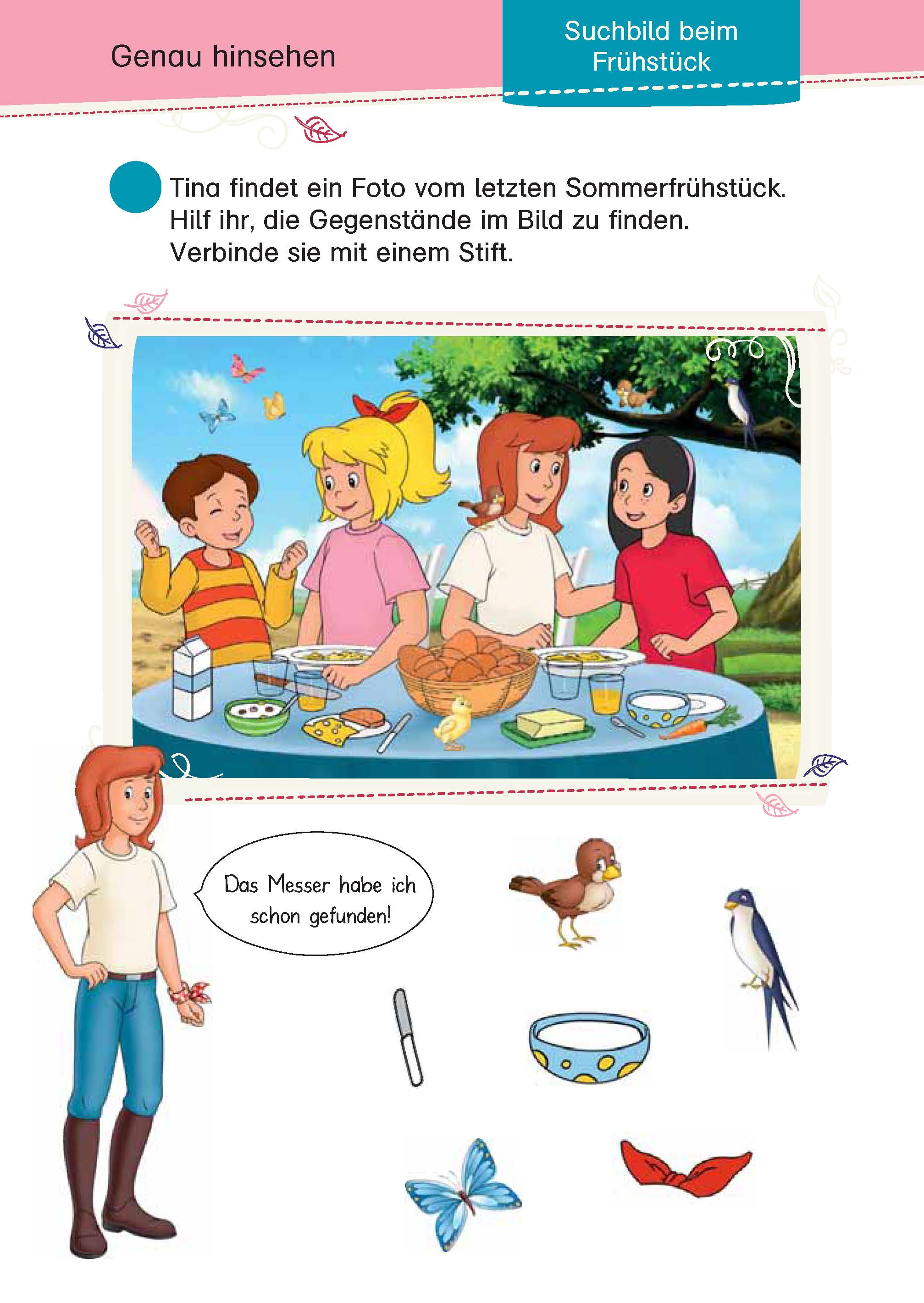 Beispielinhalt (Bild) Bibi & Tina: Mein Schulstart-Block Konzentrations- und Denkspiele