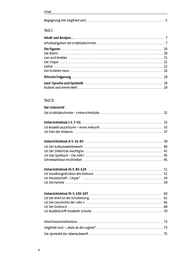 Beispielinhalt (Bild) Arnes Nachlass – Siegfried Lenz – Lehrerheft