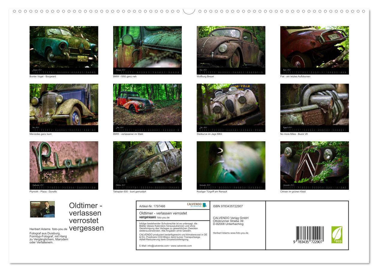 Beispielinhalt (Bild) Oldtimer - verlassen verrostet vergessen (hochwertiger Premium Wandkalender 2025 DIN A2 quer), Kunstdruck in Hochglanz