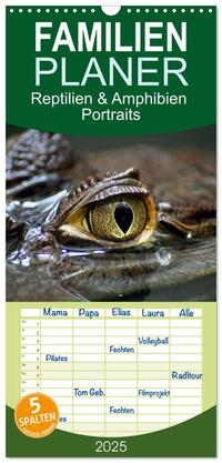 Vorderes Coverbild Familienplaner 2025 - Reptilien & Amphibien Portraits mit 5 Spalten (Wandkalender, 21 x 45 cm) CALVENDO