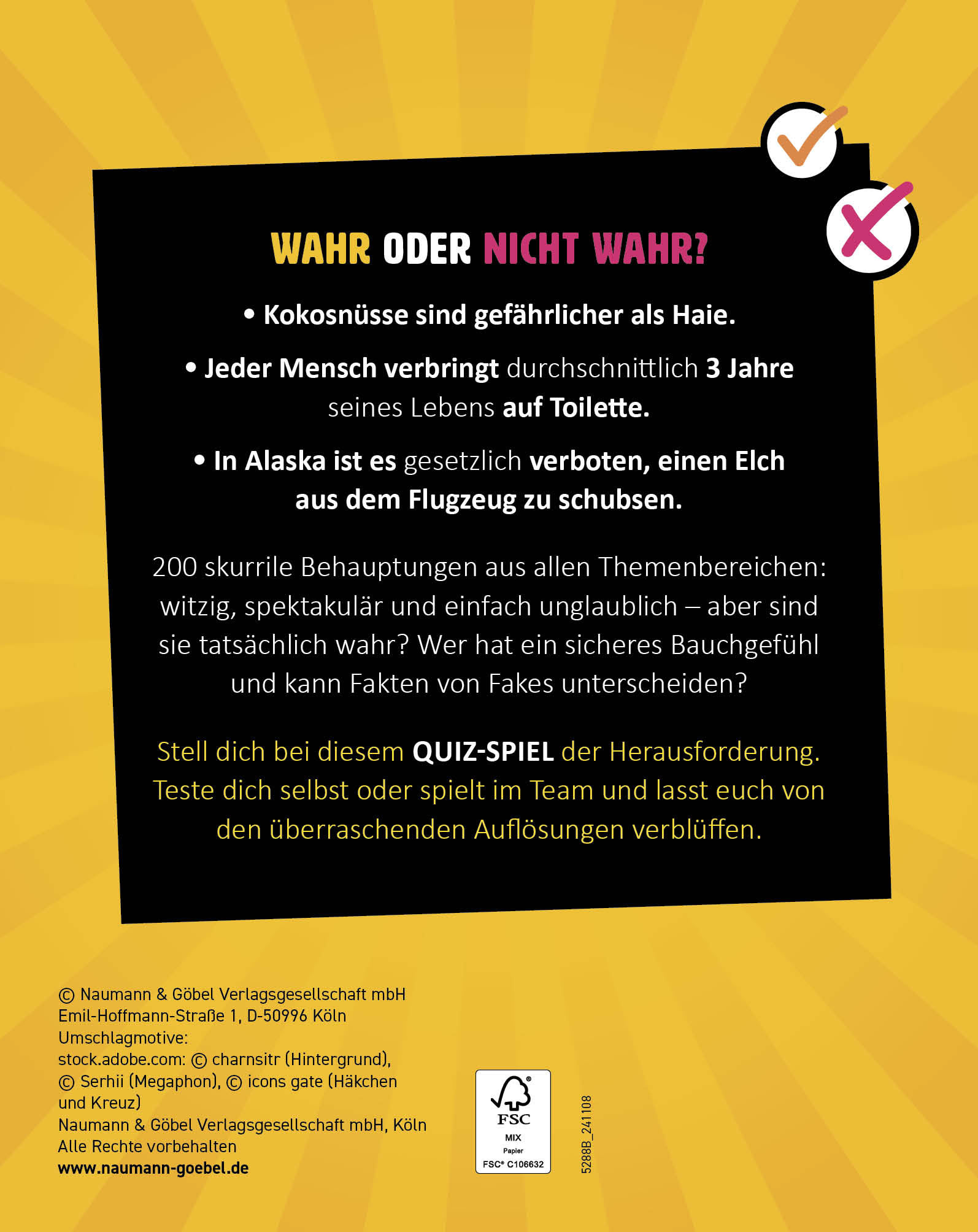 Rückseitencover Wahr oder nicht? Skurrile Fakten I Das Quizspiel