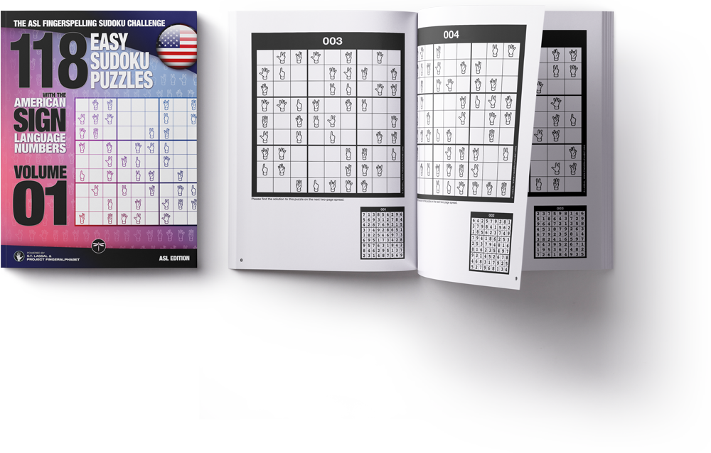 Beispielinhalt (Bild) 118 Easy Sudoku Puzzles with the American Sign Language Numbers