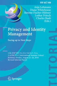 Vorderes Coverbild Privacy and Identity Management. Facing up to Next Steps