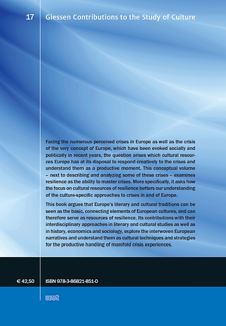 Rückseitencover Europe’s Crises and Cultural Resources of Resilience