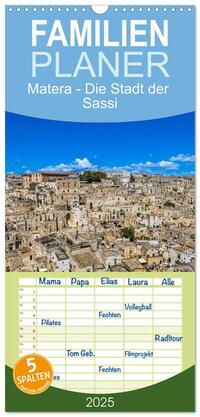 Vorderes Coverbild Familienplaner 2025 - Matera - Die Stadt der Sassi mit 5 Spalten (Wandkalender, 21 x 45 cm) CALVENDO