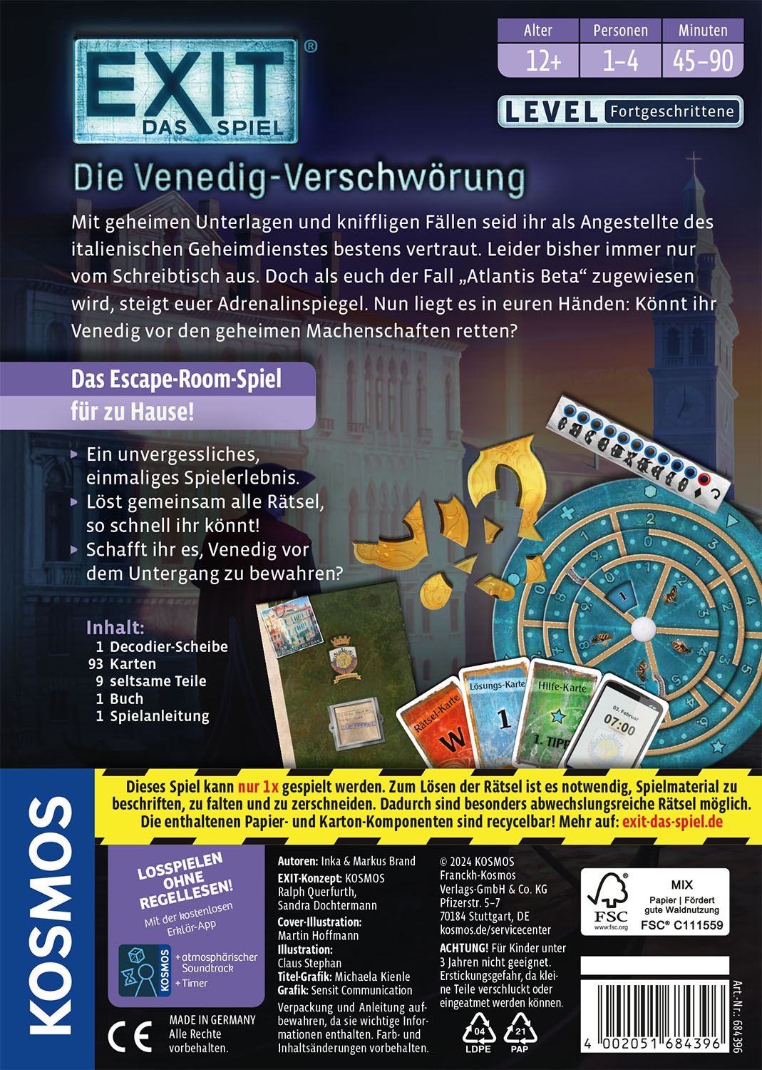 Rückseitencover EXIT® Die Venedig-Verschwörung (F)