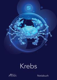 Vorderes Coverbild Sternzeichen Krebs Notizbuch | Designed by Alfred Herler