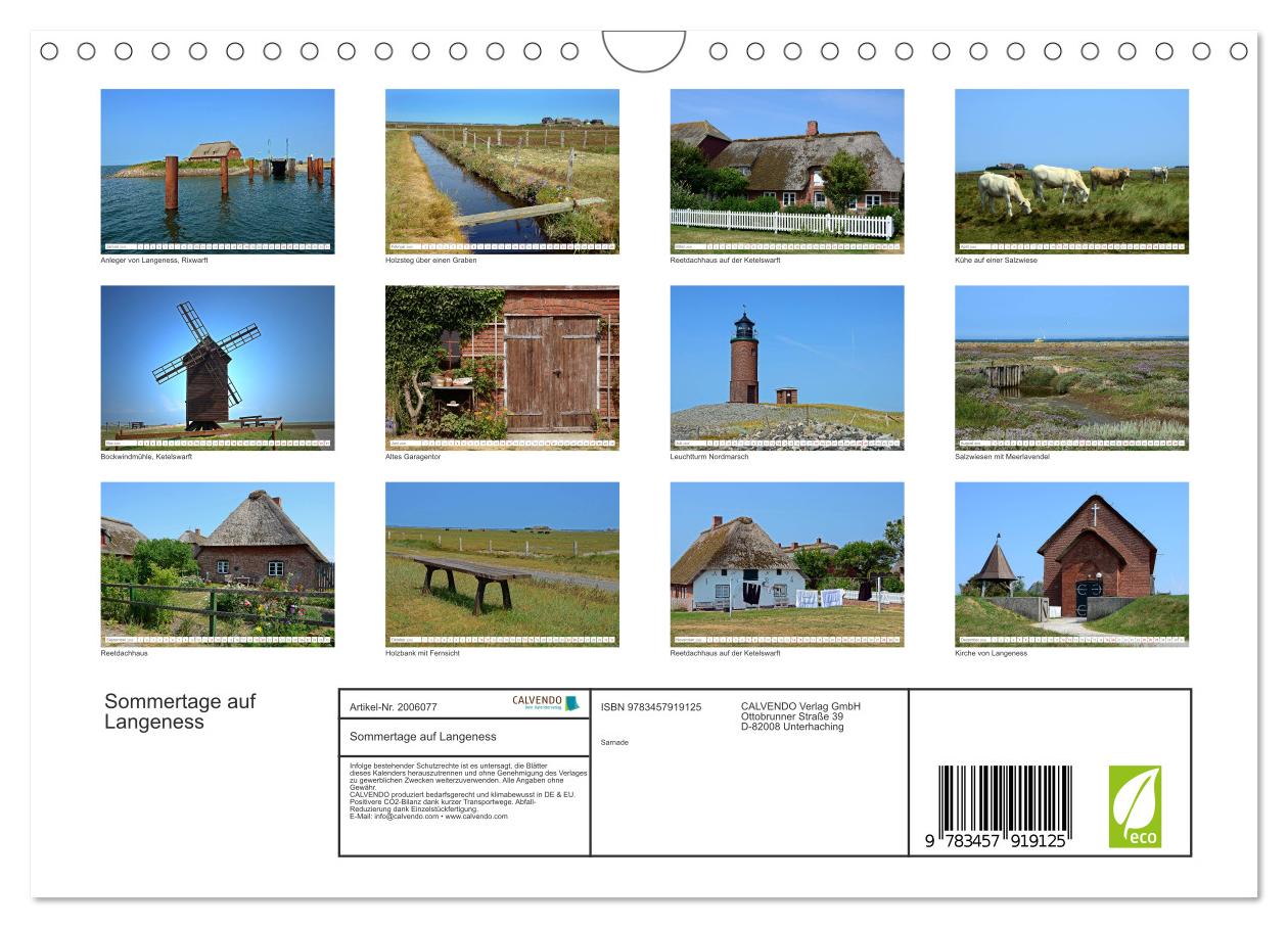 Beispielinhalt (Bild) Sommertage auf Langeness (Wandkalender 2026 DIN A4 quer), CALVENDO Monatskalender