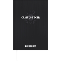 Vorderes Coverbild Campustimer Black - A5 Semester-Planer - Studenten-Kalender 2025/2026 - Notiz-Buch - schwarz - Weekly - Alpha Edition