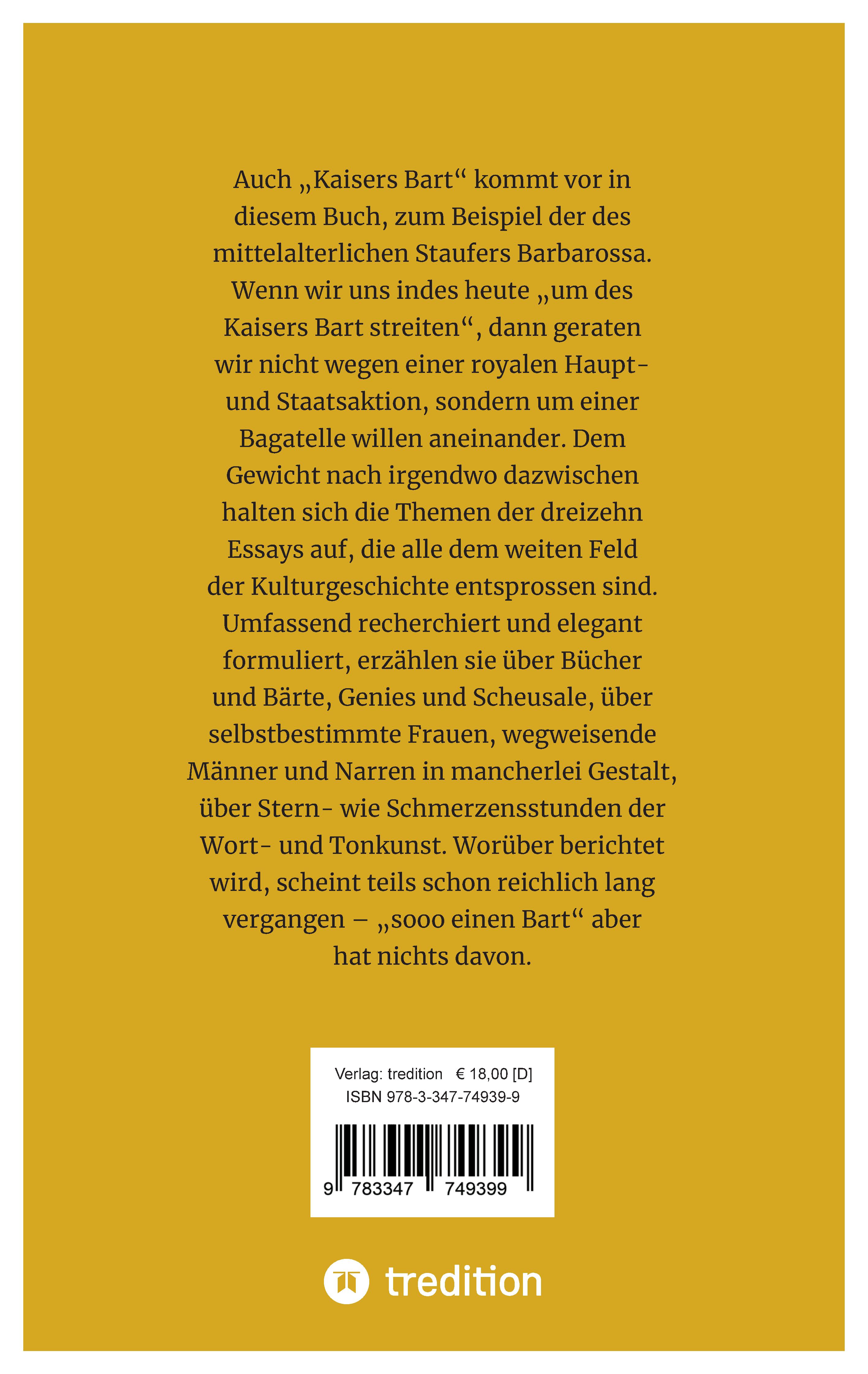Rückseitencover Kaisers Bart