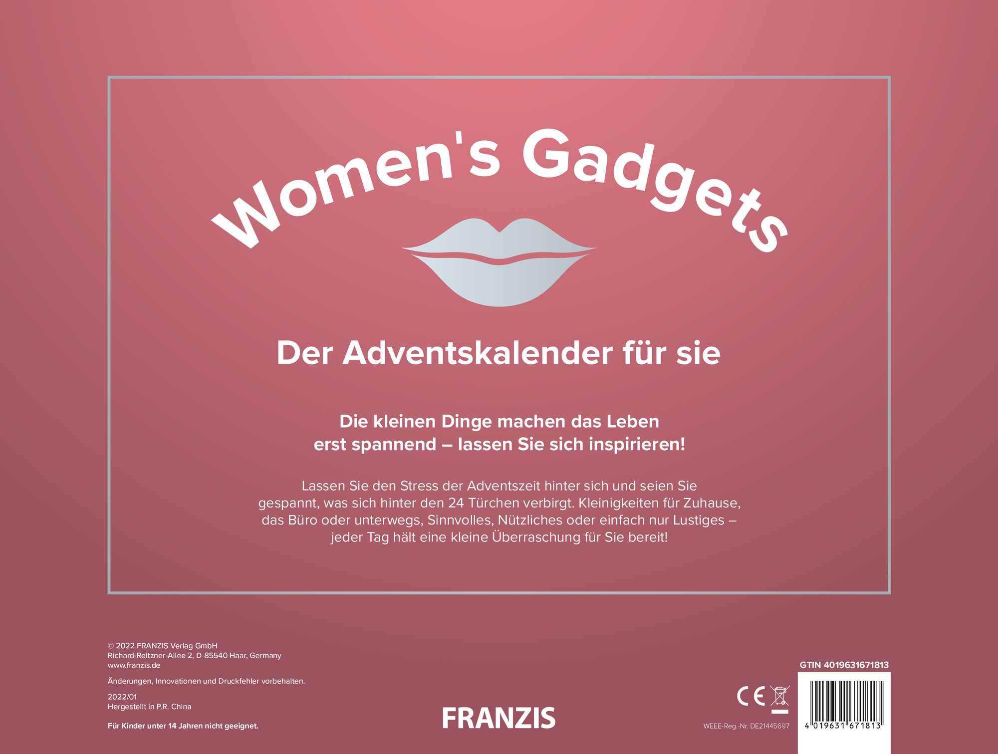 Rückseitencover FRANZIS 67181 - Women's Gadgets: Der Adventskalender für sie