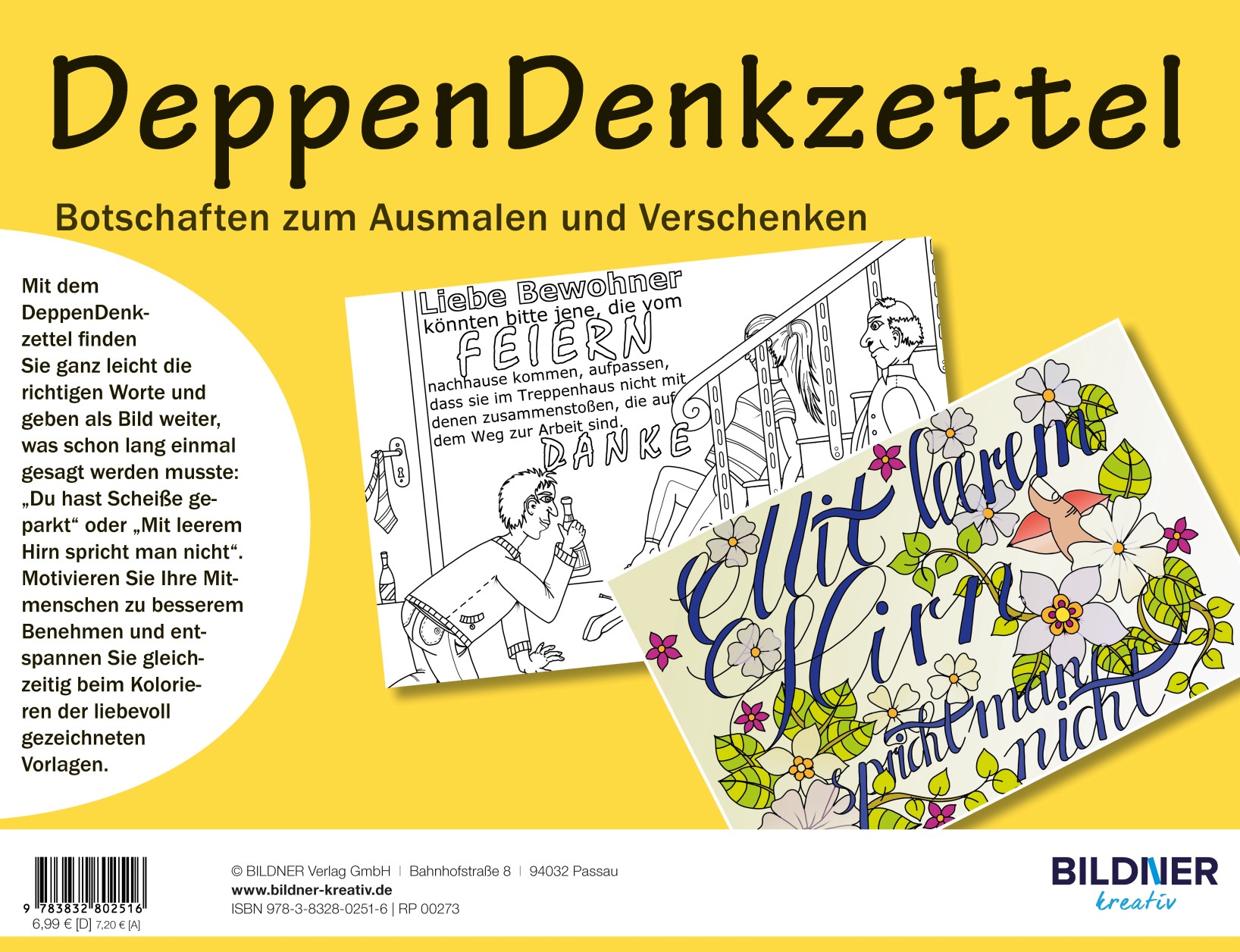 Rückseitencover Malbuch für Erwachsene: DeppenDenkzettel