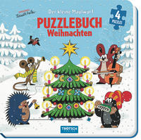 Vorderes Coverbild Trötsch Der kleine Maulwurf Puzzlebuch mit 4 Puzzle Weihnachten