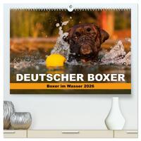 Vorderes Coverbild Deutscher Boxer - Boxer im Wasser 2026 (hochwertiger Premium Wandkalender 2026 DIN A2 quer), Kunstdruck in Hochglanz