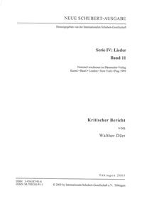 Vorderes Coverbild Neue Schubert-Ausgabe. Kritische Berichte / Lieder 11