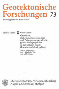 Vorderes Coverbild Geometrie, Deformationsmechanismen und Paläospannungsgeschichte grosser Bewegungszonen in der höheren Kruste (Rheinisches Schiefergebirge)