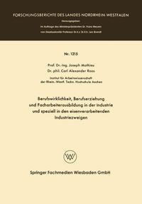 Vorderes Coverbild Berufswirklichkeit, Berufserziehung und Facharbeiterausbildung in der Industrie und speziell in den eisenverarbeitenden Industriezweigen