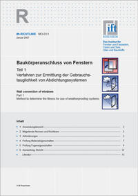 Vorderes Coverbild ift-Richtlinie MO-01/1 - Baukörperanschluss von Fenstern. Teil 1: Verfahren zur Ermittlung der Gebrauchstauglichkeit von Abdichtungssystemen