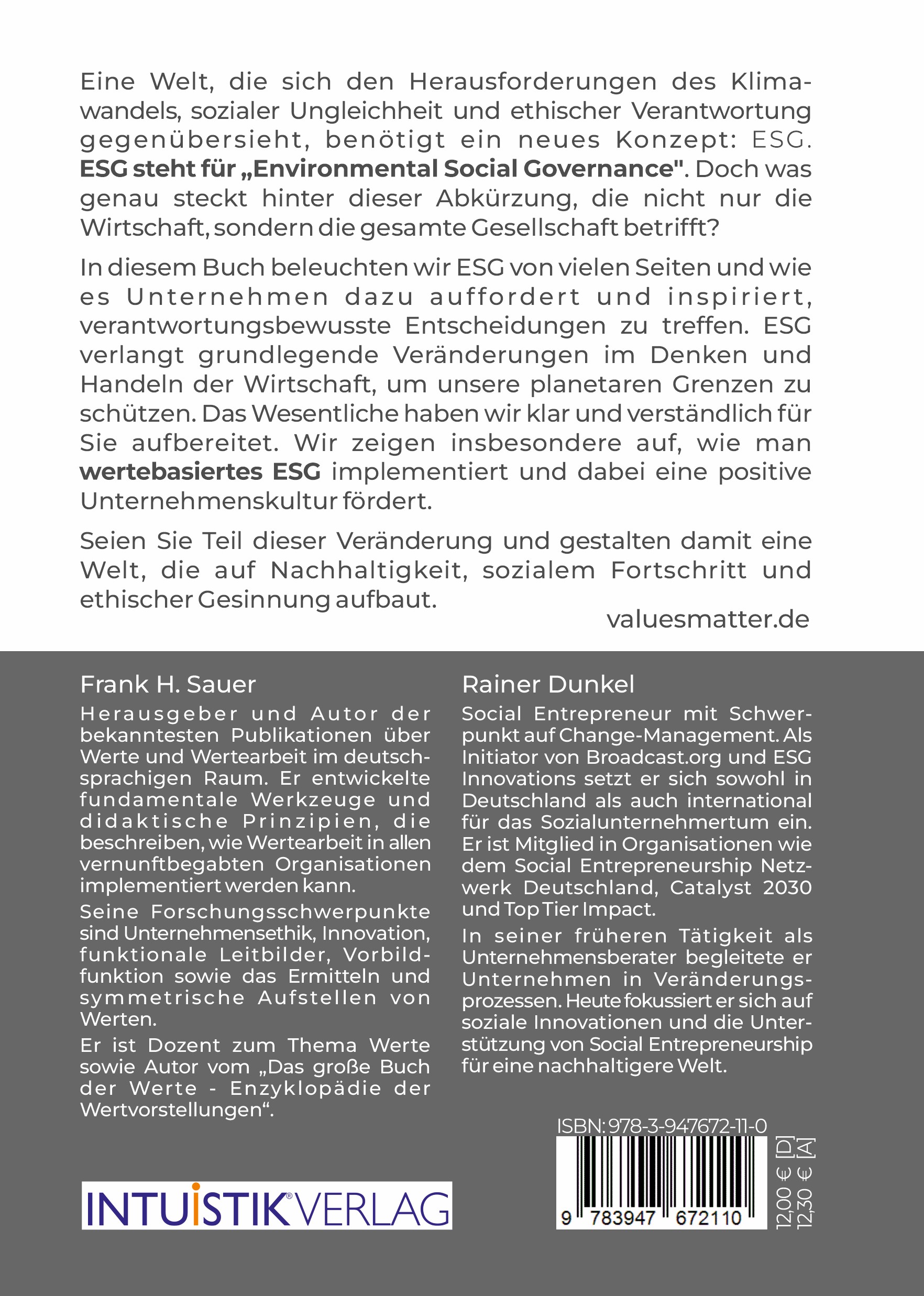 Rückseitencover Wertebasiertes ESG