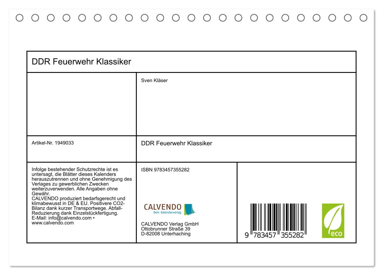 Beispielinhalt (Bild) DDR Feuerwehr Klassiker (Tischkalender 2026 DIN A5 quer), CALVENDO Monatskalender