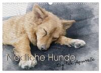 Vorderes Coverbild Niedliche Hunde - Digitale Aquarelle (Wandkalender 2025 DIN A3 quer), CALVENDO Monatskalender