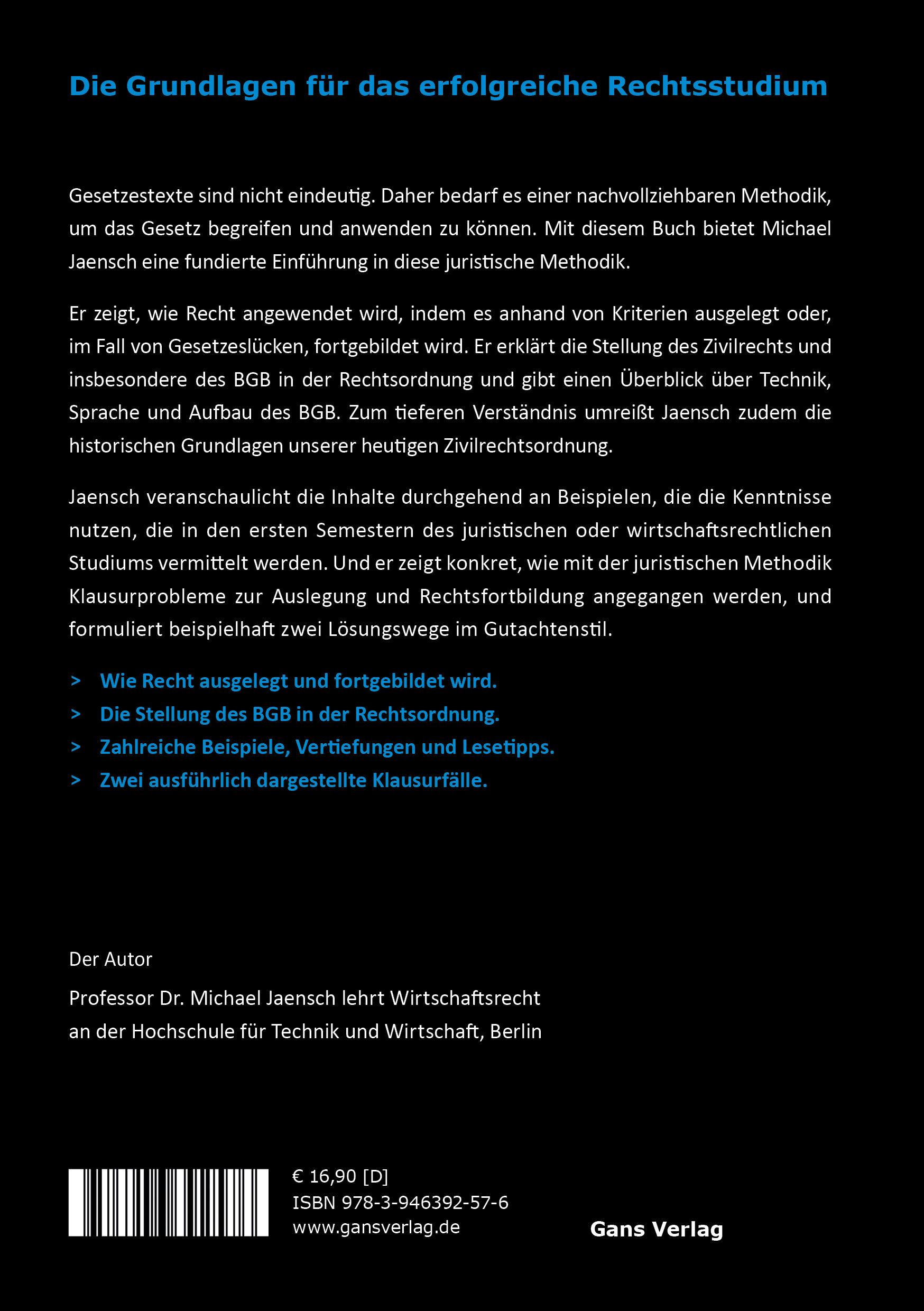 Rückseitencover Juristische Methodenlehre