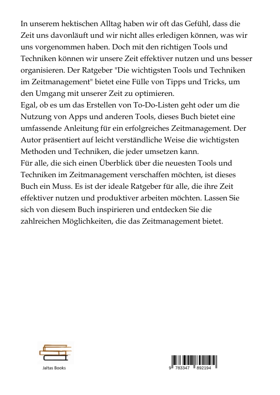 Rückseitencover Die wichtigsten Tools und Techniken im Zeitmanagement