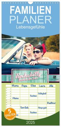 Vorderes Coverbild Familienplaner 2025 - Rockabilly - Back to the 50s mit 5 Spalten (Wandkalender, 21 x 45 cm) CALVENDO