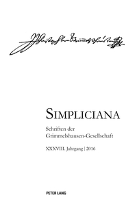 Vorderes Coverbild Simpliciana XXXVIII (2016)