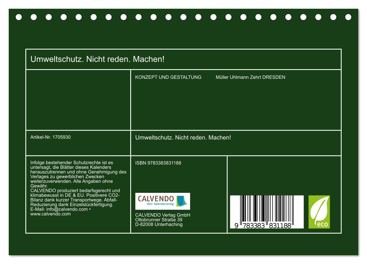 Beispielinhalt (Bild) Umweltschutz. Nicht reden. Machen! (Tischkalender 2025 DIN A5 quer), CALVENDO Monatskalender