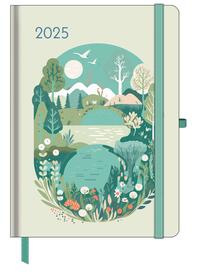 Vorderes Coverbild GreenLine - Diary Green Vibes 2025 Buchkalender, 16x22cm, Kalender mit hochwertigem Papier, praktische Alltagsorganisation für persönliches & berufliches Zeitmanagement