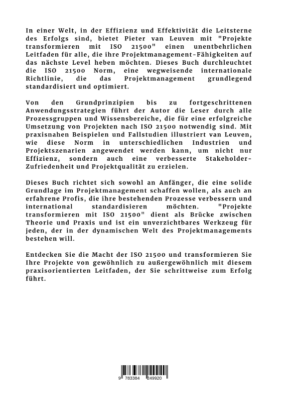 Rückseitencover Projekte transformieren mit ISO 21500
