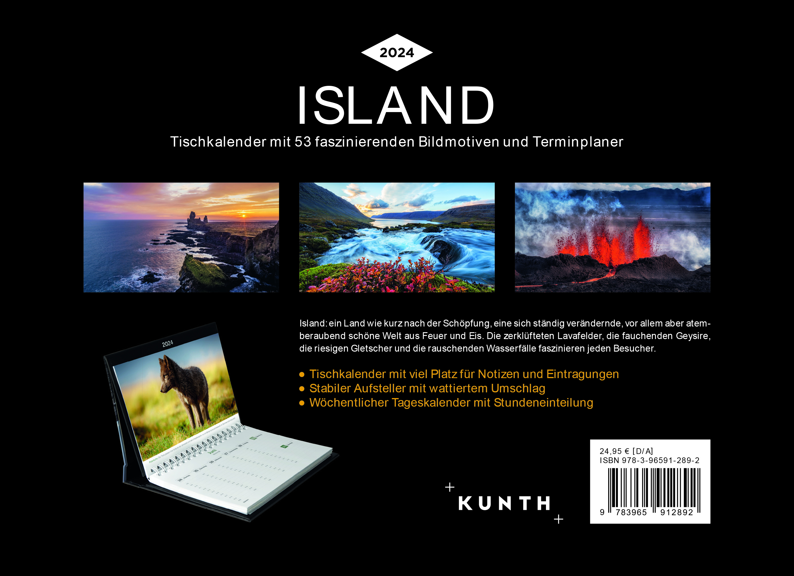 Rückseitencover Island - KUNTH Tischkalender 2024