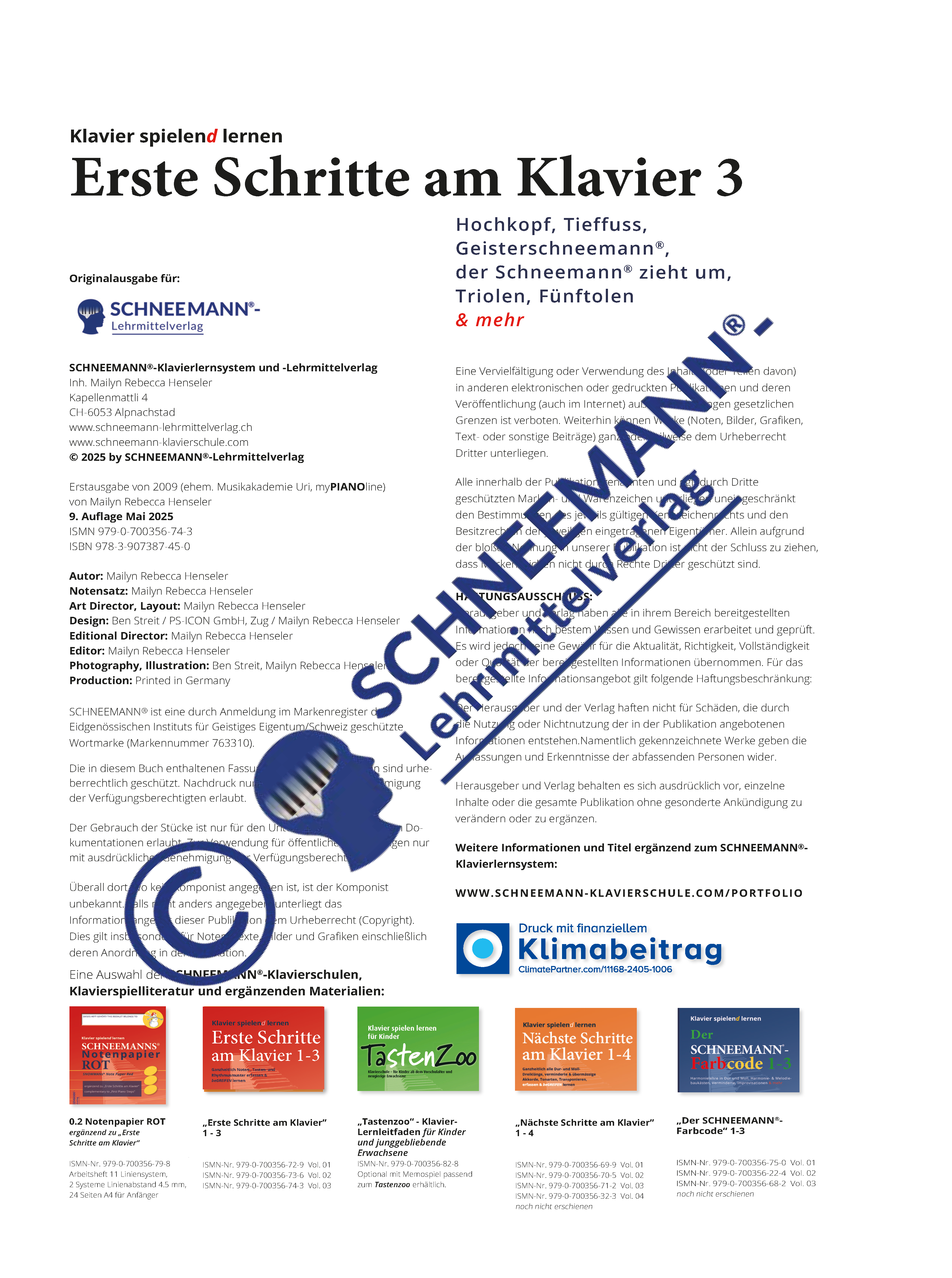 Beispielinhalt (Bild) Erste Schritte am Klavier 3 | Das SCHNEEMANN®-Klavierlernsystem