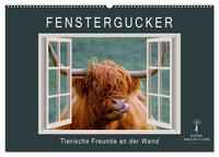 Vorderes Coverbild Fenstergucker - tierische Freunde an der Wand (Wandkalender 2025 DIN A2 quer), CALVENDO Monatskalender