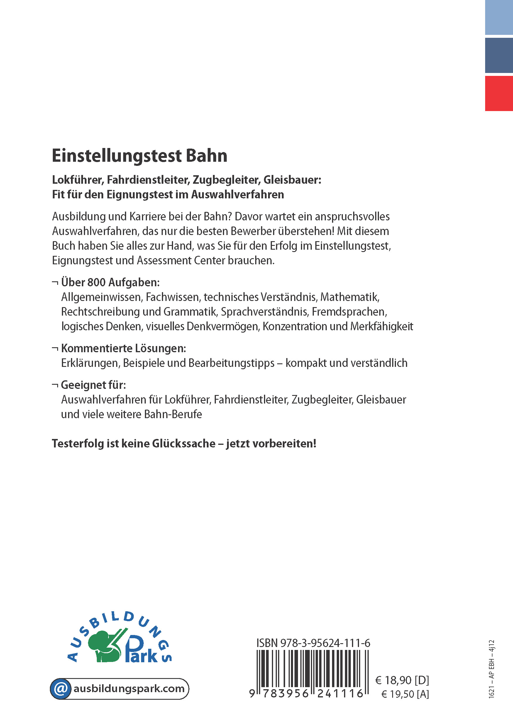 Rückseitencover Einstellungstest Bahn