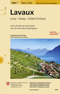 Vorderes Coverbild 3380T Lavaux Carte d'excursions avec géologie