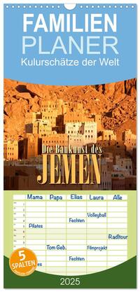 Vorderes Coverbild Familienplaner 2025 - Die Baukunst des Jemen mit 5 Spalten (Wandkalender, 21 x 45 cm) CALVENDO