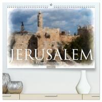 Vorderes Coverbild Jerusalem à la aquarell (hochwertiger Premium Wandkalender 2025 DIN A2 quer), Kunstdruck in Hochglanz