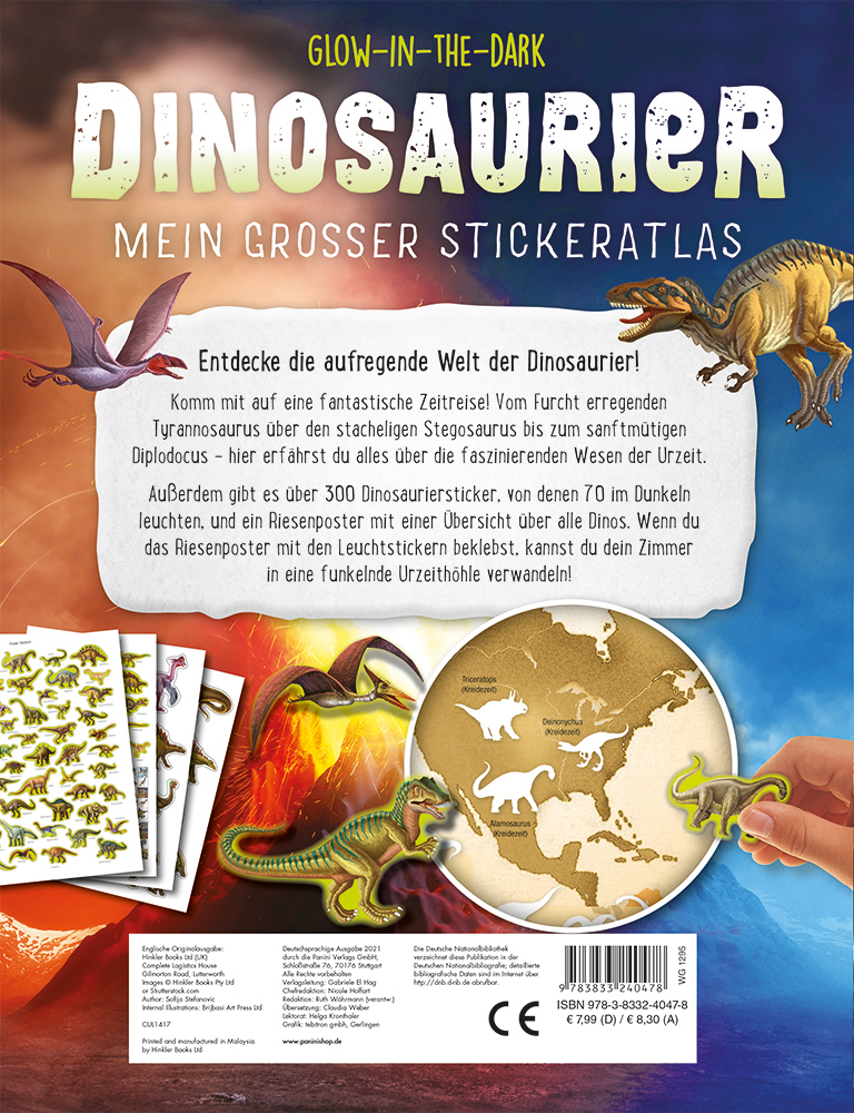 Rückseitencover Glow-in-the-Dark Dinosaurier: Mein großer Stickeratlas