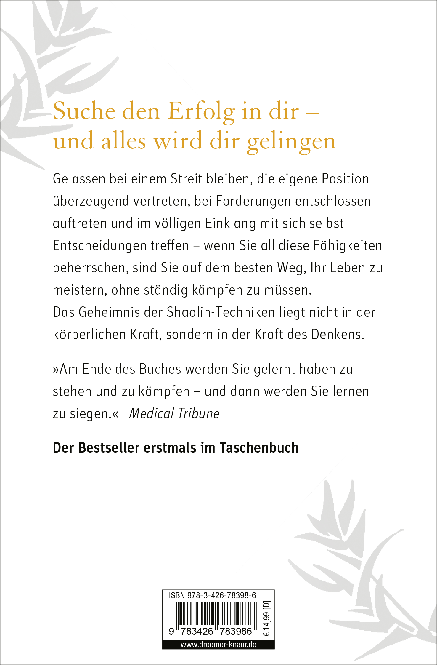 Rückseitencover Shaolin - Du musst nicht kämpfen, um zu siegen!