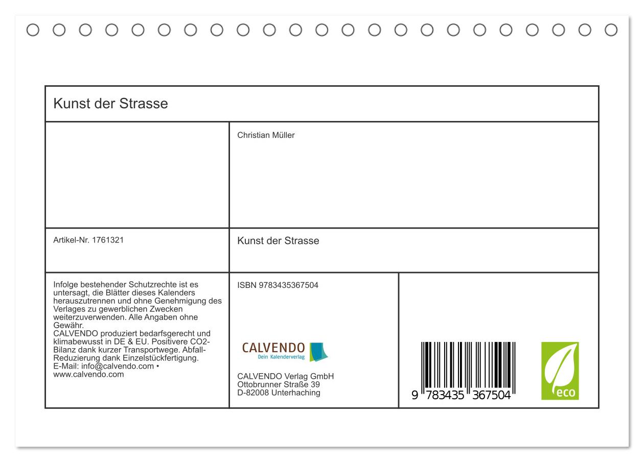Beispielinhalt (Bild) Kunst der Strasse (Tischkalender 2025 DIN A5 quer), CALVENDO Monatskalender